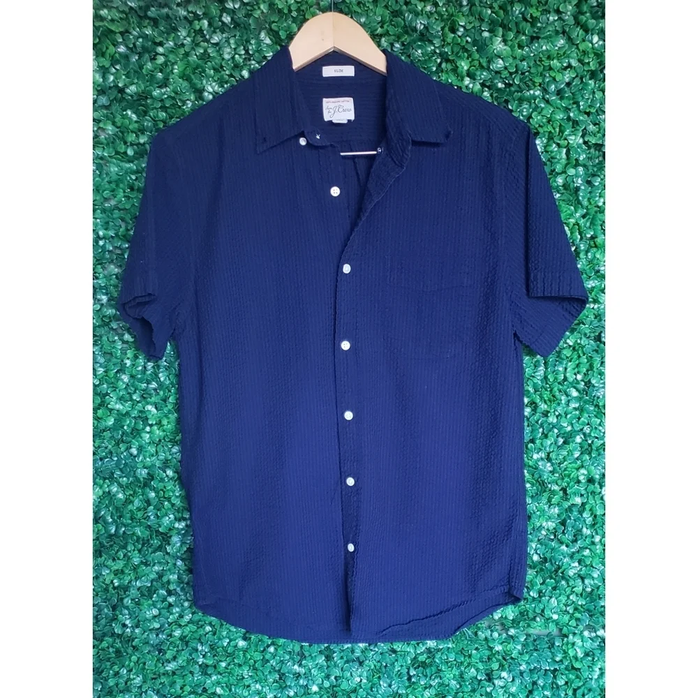 J.Crew Seersucker Polo w/ 100% organic cotton